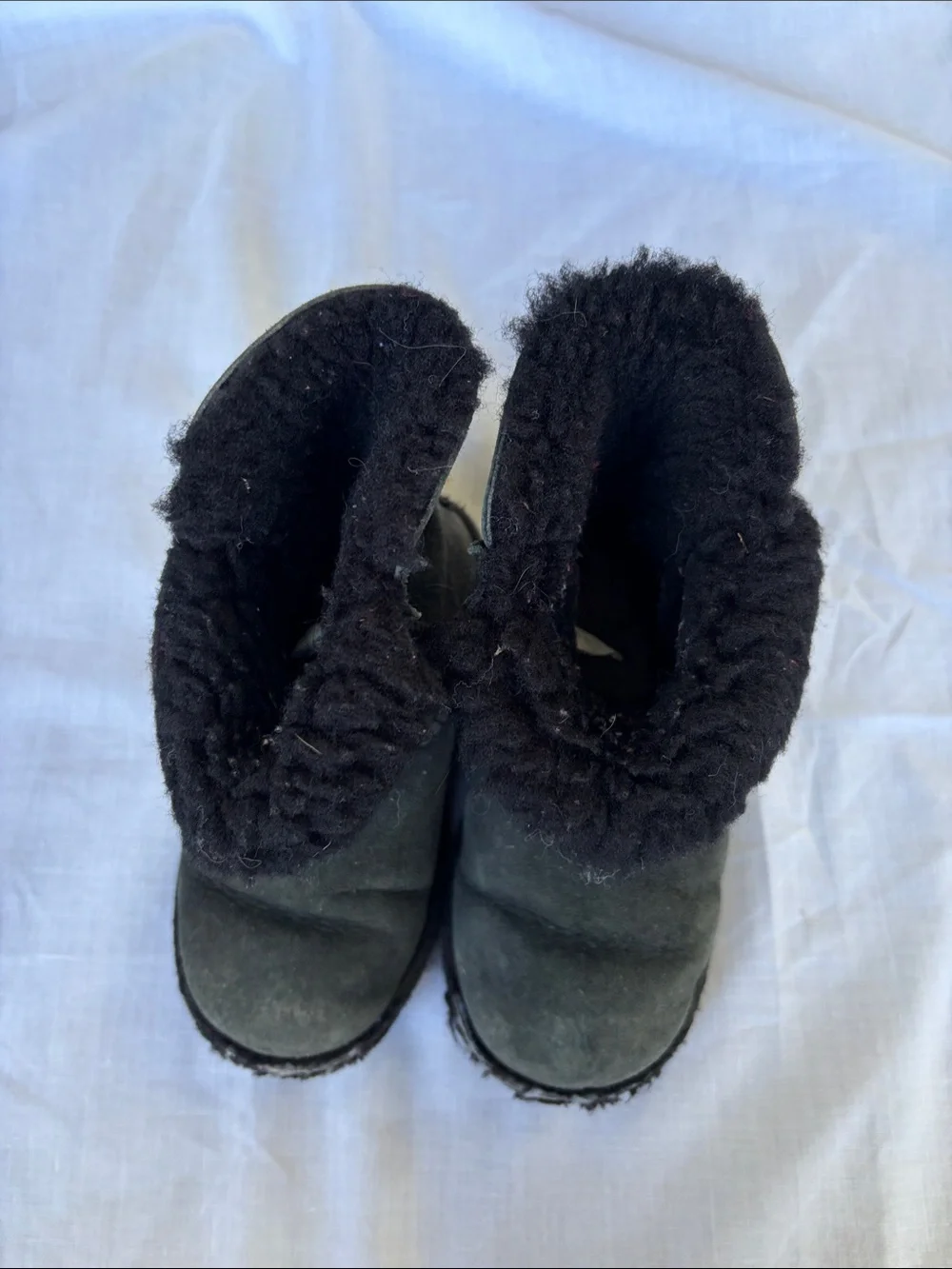 UGG Kids Black Suede Shearling Button Back Boots